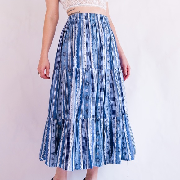 Vintage Americana Tiered Midi Skirt Small - Picture 4 of 7